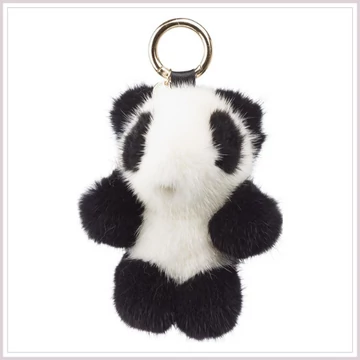 LITTLE PANDA szőrmekulcstartó - black/white