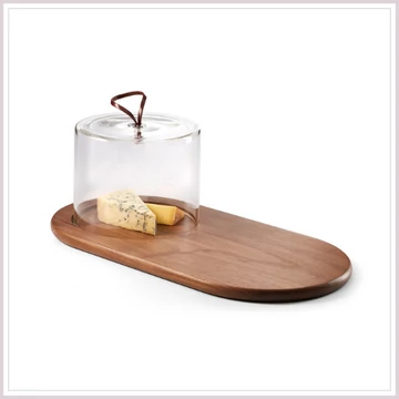 WALNUT sajtdeszka üvegbúrával 
