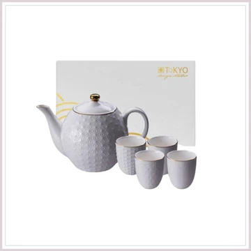 NIPPON WHITE teáskészlet 4 csésze+kanna 